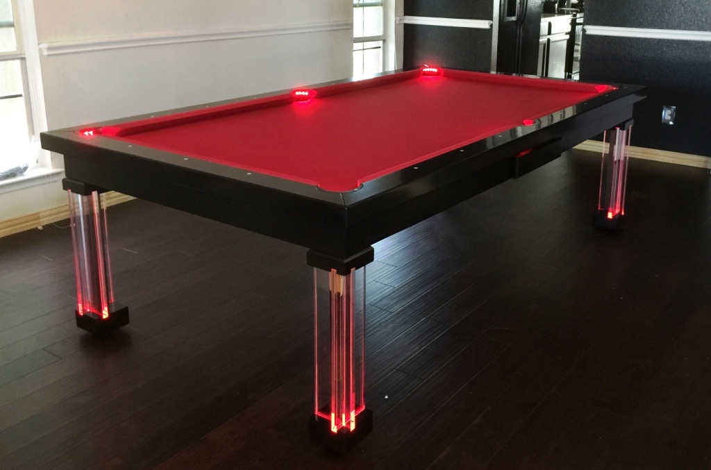 black and red pool table