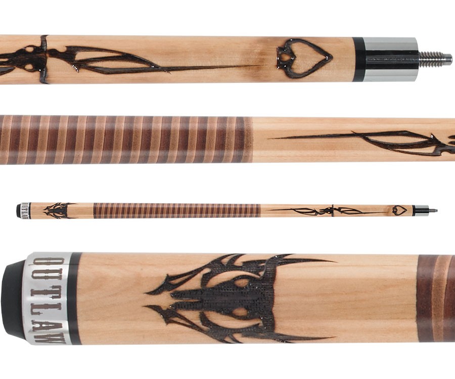 Outlaw Original OL42 Cow Skull Two Toned Wrap Cue | Billiards N More