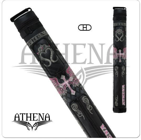 Athena ATHC06 2x2 Black w/ Pink Cross Stitch Pool/Billiard Hard Cue Case 