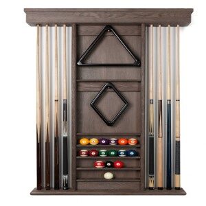 12 X Pool Cue Stick Wall Mounted Rack Wooden Billiard Cue Stick Holder Set 