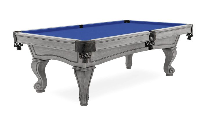 Imperial Resolute Silvermist Rams Horn Legs Pool Table Electric Blue Felt