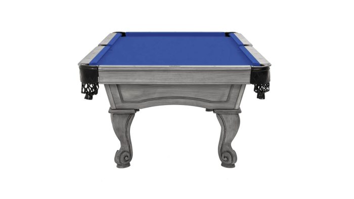 Imperial Resolute Silvermist Rams Horn Legs Pool Table Short Side Electric Blue Felt