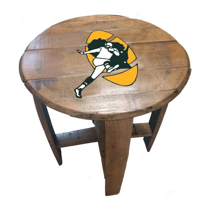 Green Bay Packers Historical Oak Barrel Table - Image 3