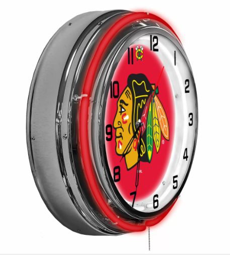 chicago blackhawks neon clock1