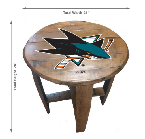 San Jose Sharks Oak Barrel Table 1