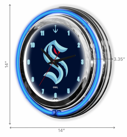Seattle Kraken 14 Inch Neon Clock 2