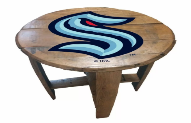 Seattle Kraken Oak Barrel Table