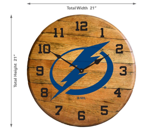Tampa Bay Lightning Oak Barrel Clock 1
