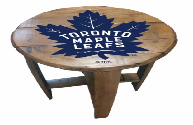Toronto Maple Leafs Oak Barrel Table thumb