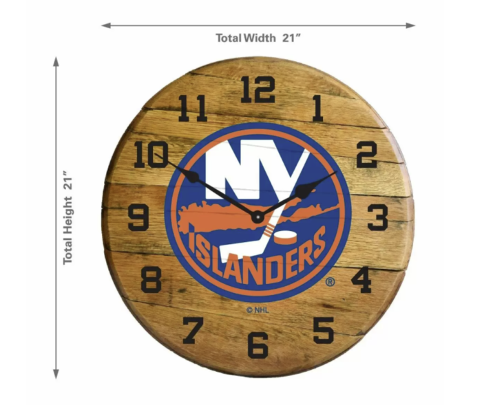 nhl new york islanders oak barrel clock 1