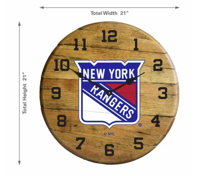 nhl new york rangers oak barrel clock 2