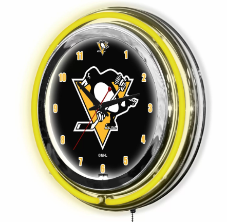 nhl pittsburgh penguins 14 inch neon clock 1