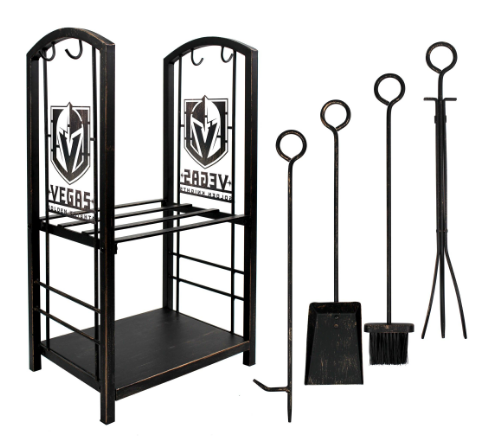 vegas golden knights fireplace wood holder and tool set 1