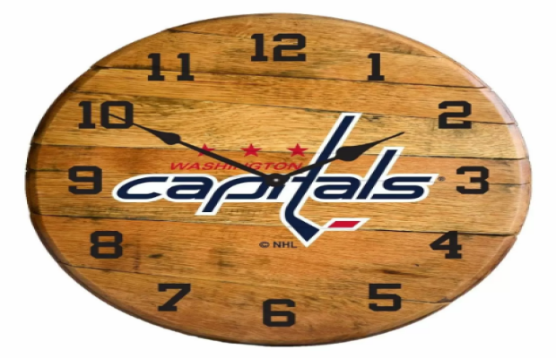 washington capitals oak barrel clock
