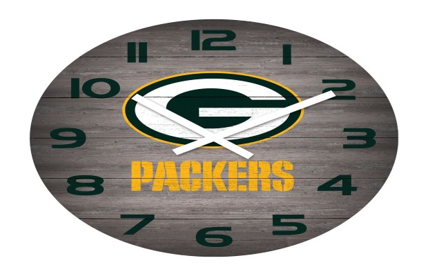Green Bay Packers 16" Weathered Wood Clock