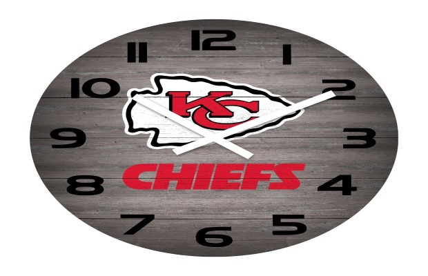 Kansas City Chiefs 16" Weathered Wood Clock