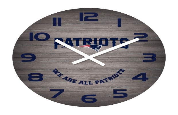 New England Patriots 16" Weathered Wood Clock