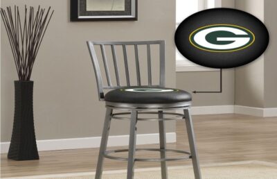 Green Bay Packers Gray Swivel Barstool with Back