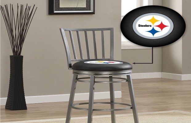 Pittsburgh Steelers Gray Swivel Bar Stool with Back