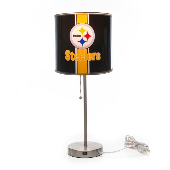 Pittsburgh Steelers Chrome Lamp W/ USB Charging Station