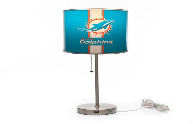 Miami Dolphins Chrome Lamp W/ USB Charging Station