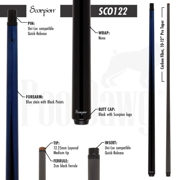 Scorpion Carbon Fiber Sneaky Pete Pool Cue - Blue - Image 7