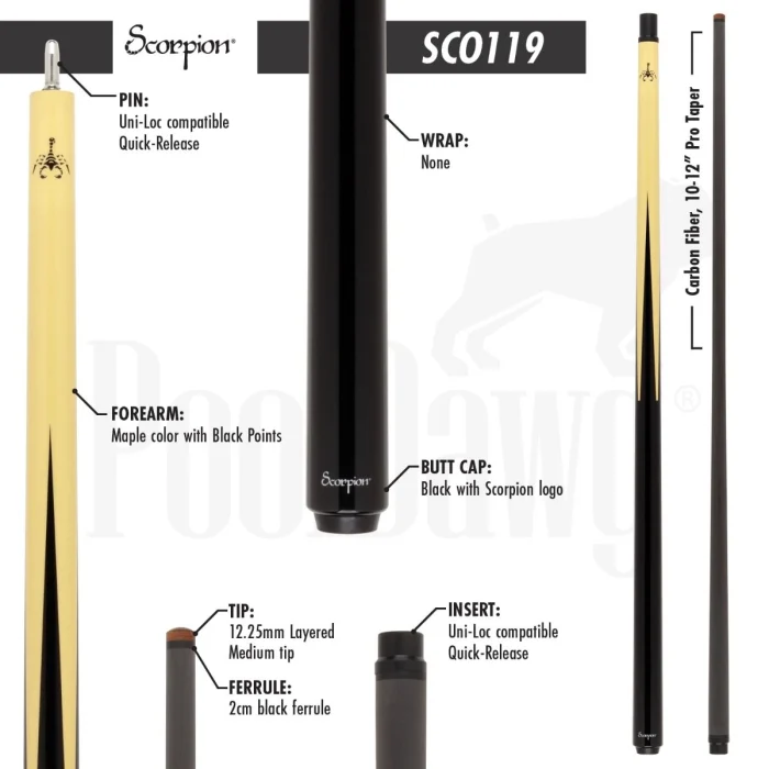 Scorpion SCO119 Carbon Fiber Pool Cue - Image 8