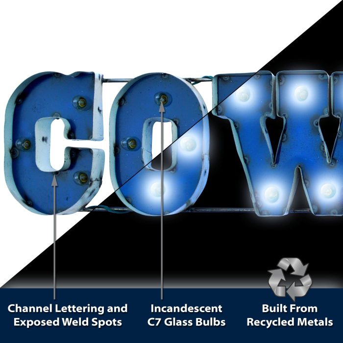 Dallas Cowboys Recycled Metal Lighted Sign - Image 5