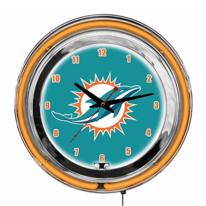 Miami Dolphins 14 inch Neon Clock - Image 2