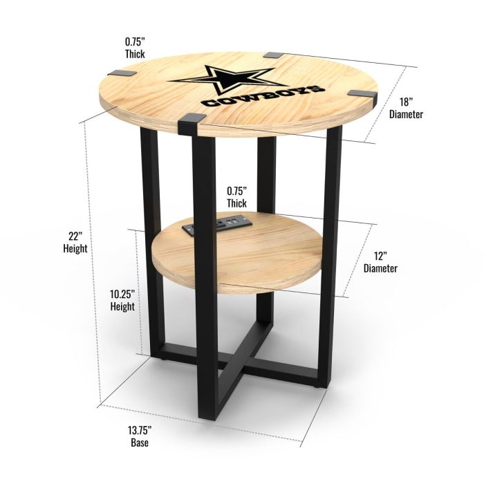 Dallas Cowboys Side table with Charger - Image 5