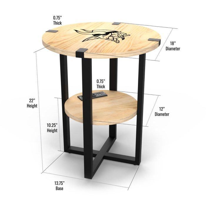 Minnesota Vikings Side table with Charger - Image 6