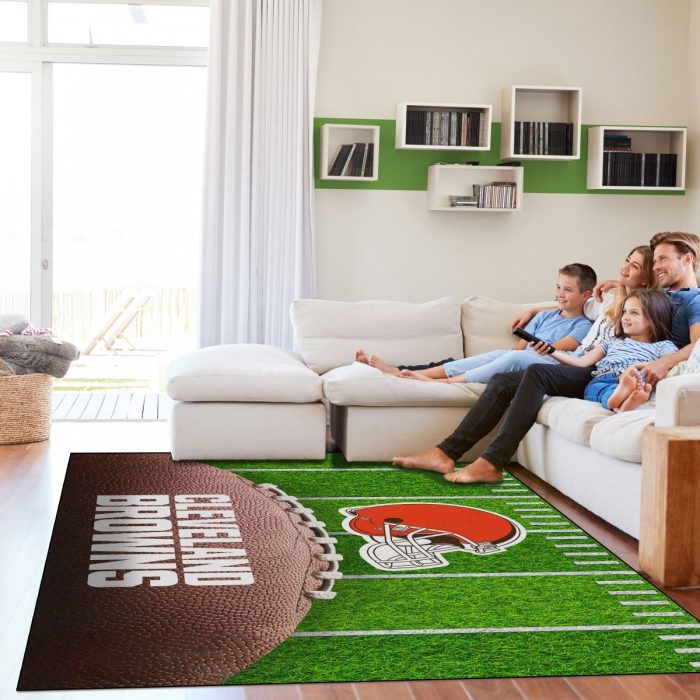 Cleveland Browns 5x7 Football Field Washable Area Rug - Image 4
