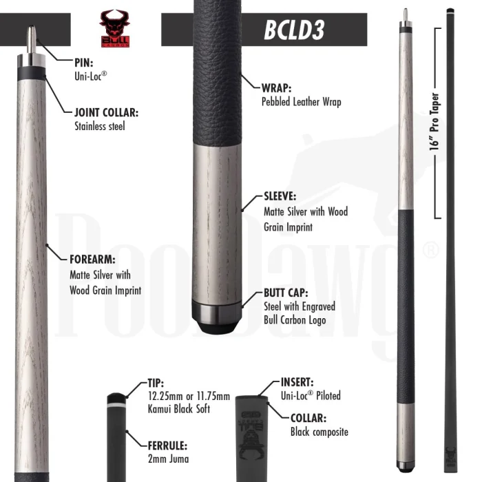 Bull Carbon Fiber BCLD3 Pool Cue - Image 3