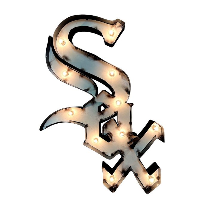 Chicago White Sox Recycled Metal Logo Lighted Sign - Image 2