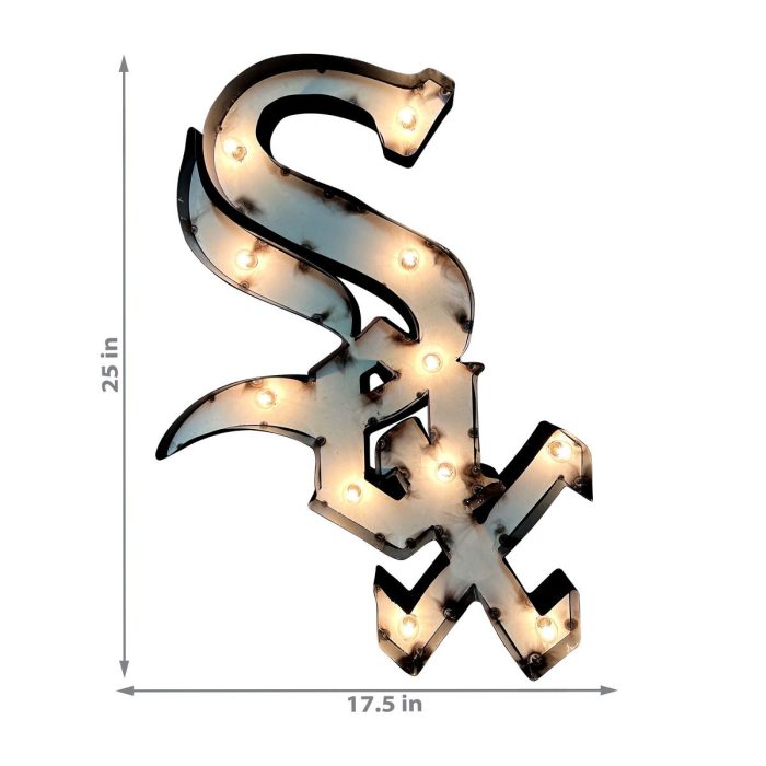Chicago White Sox Recycled Metal Logo Lighted Sign - Image 3