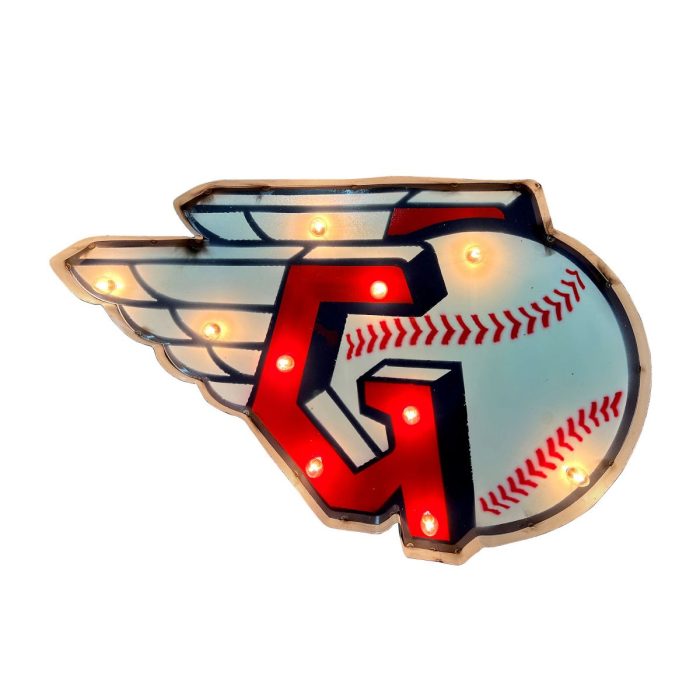 Cleveland Guardians Recycled Metal Logo Lighted Sign - Image 2