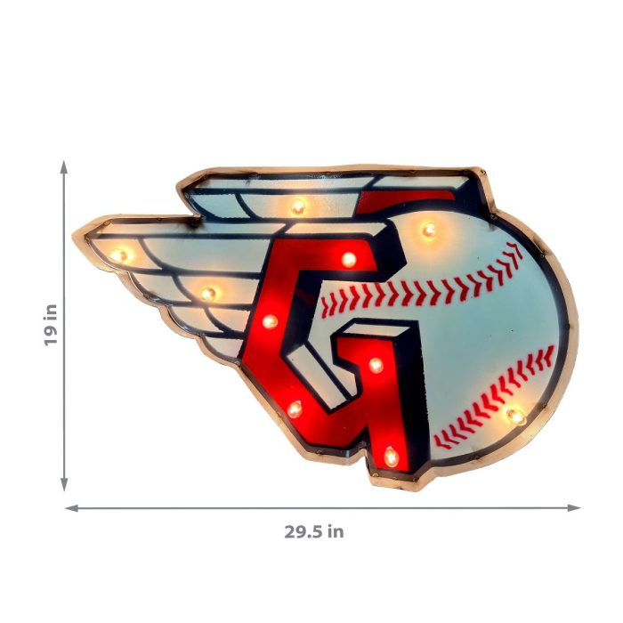 Cleveland Guardians Recycled Metal Logo Lighted Sign - Image 3