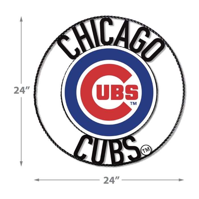 Chicago Cubs 24 inch Wrought Iron Wall Art - Image 3