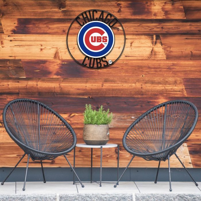 Chicago Cubs 24 inch Wrought Iron Wall Art - Image 4