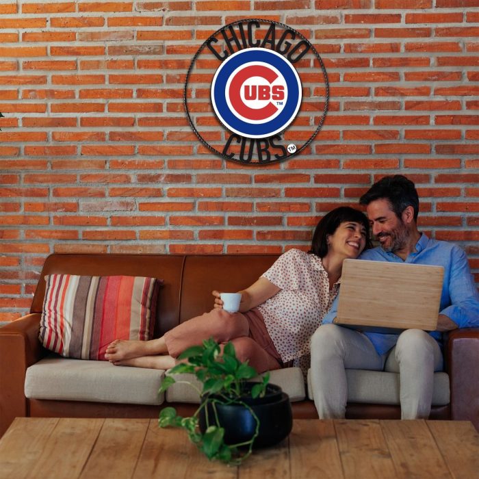 Chicago Cubs 24 inch Wrought Iron Wall Art - Image 5