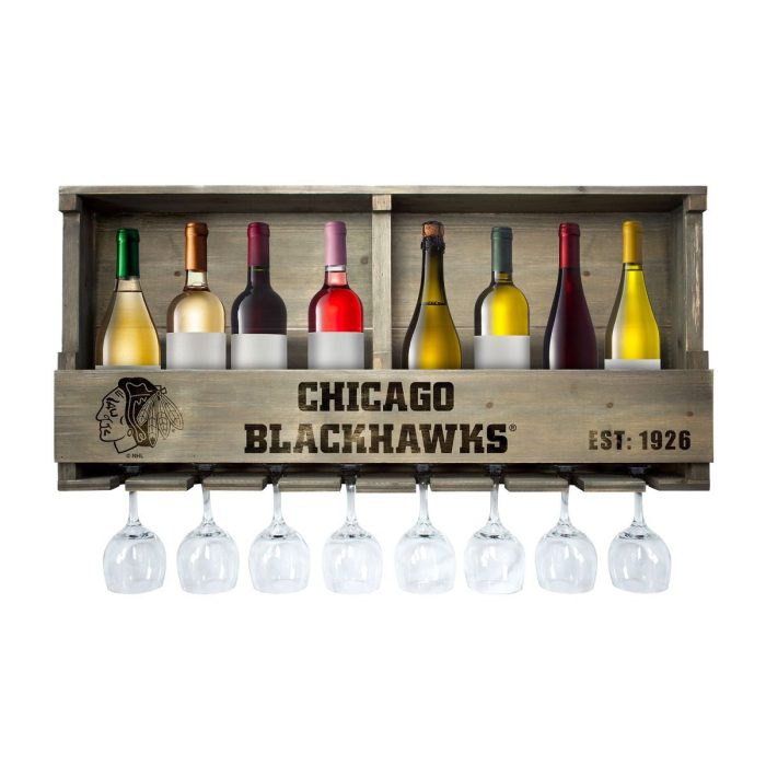 Chicago Blackhawks Reclaimed Wood Bar Shelf - Image 2