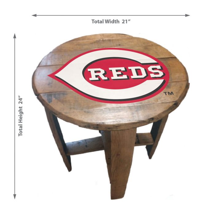Cincinnati Reds Oak Barrel Table - Image 3