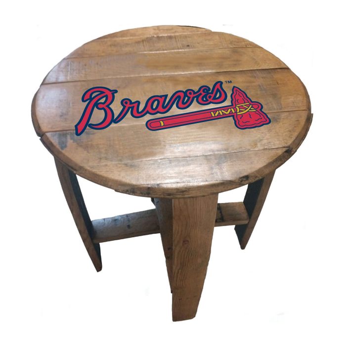 Atlanta Braves Oak Barrel Table - Image 2