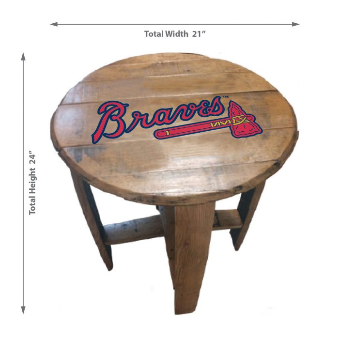Atlanta Braves Oak Barrel Table - Image 3