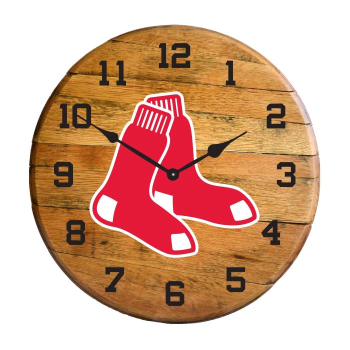 Boston Red Sox Oak Barrel Clock - Image 2