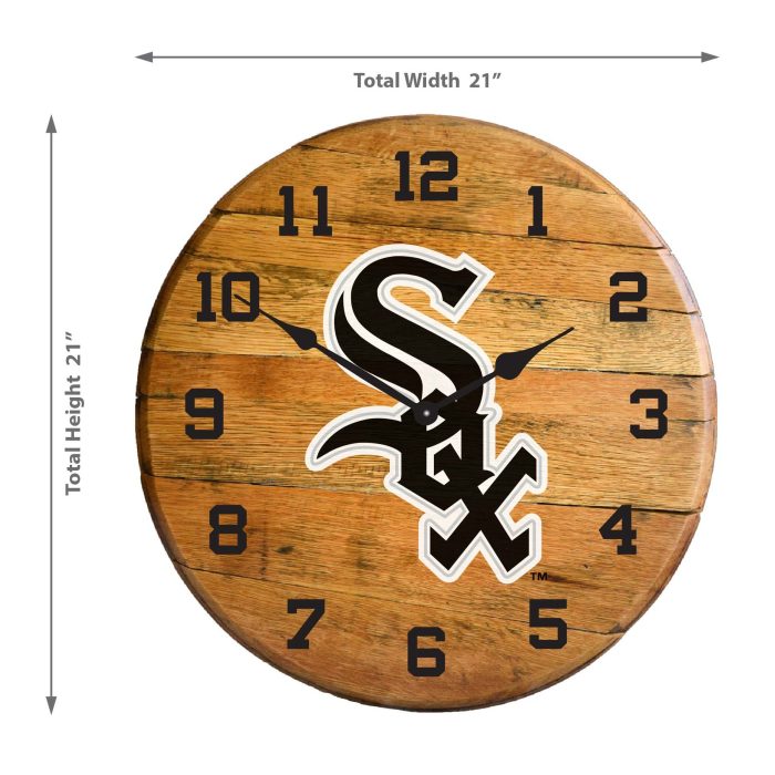 Chicago White Sox Oak Barrel Clock - Image 3