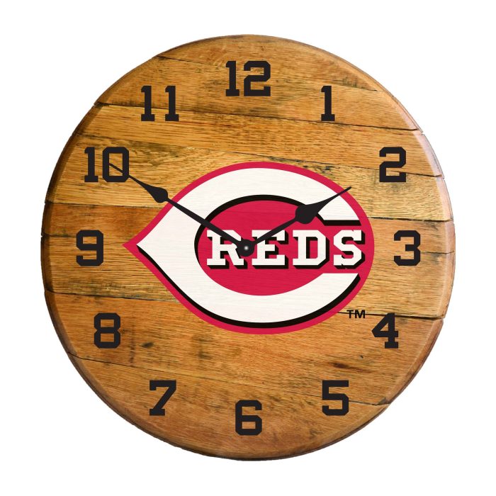 Cincinnati Reds Oak Barrel Clock - Image 2