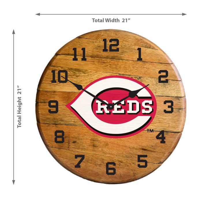 Cincinnati Reds Oak Barrel Clock - Image 3