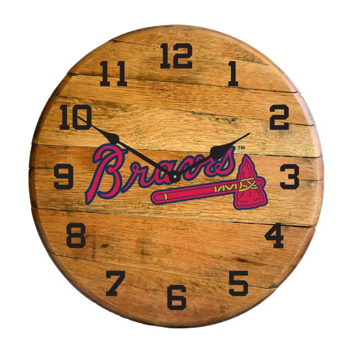 Atlanta Braves Oak Barrel Clock - Image 2
