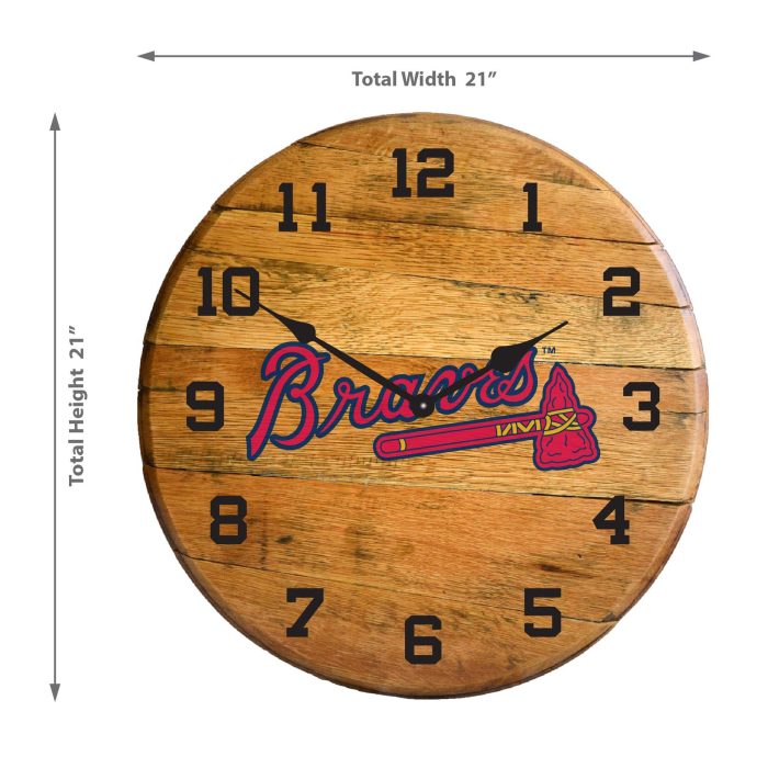 Atlanta Braves Oak Barrel Clock - Image 3